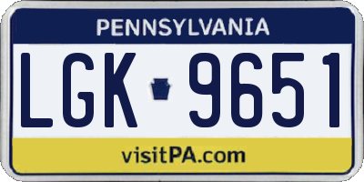 PA license plate LGK9651