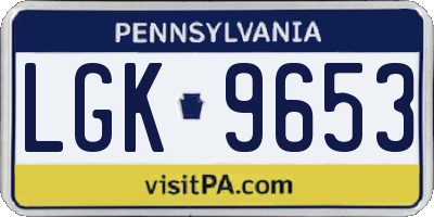 PA license plate LGK9653