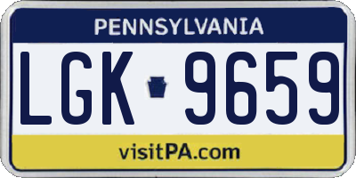 PA license plate LGK9659
