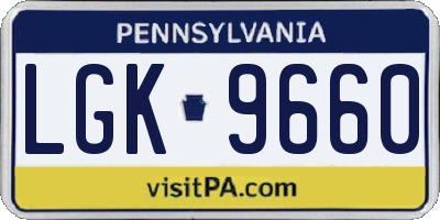 PA license plate LGK9660