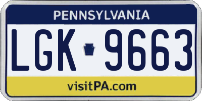 PA license plate LGK9663