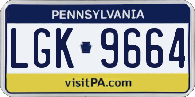 PA license plate LGK9664