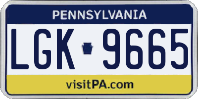 PA license plate LGK9665