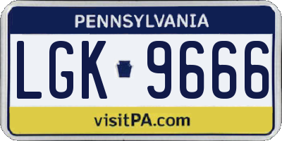 PA license plate LGK9666