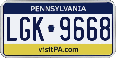 PA license plate LGK9668