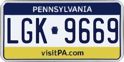 PA license plate LGK9669