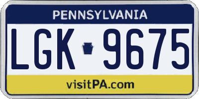 PA license plate LGK9675