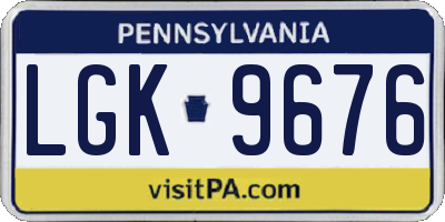 PA license plate LGK9676