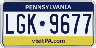 PA license plate LGK9677