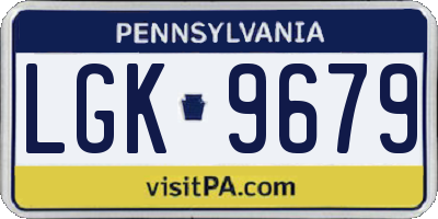 PA license plate LGK9679