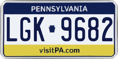 PA license plate LGK9682