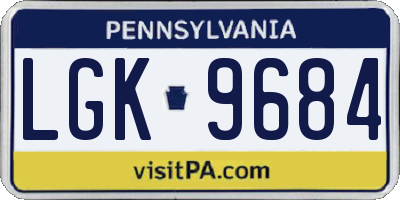 PA license plate LGK9684