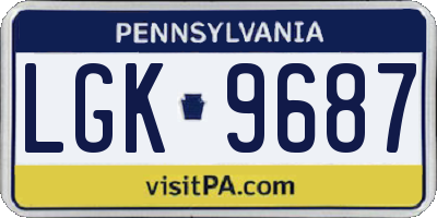 PA license plate LGK9687