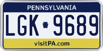 PA license plate LGK9689