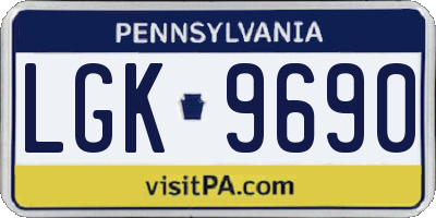 PA license plate LGK9690
