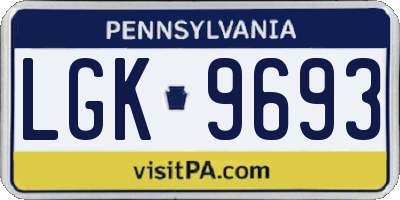 PA license plate LGK9693