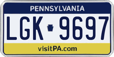 PA license plate LGK9697