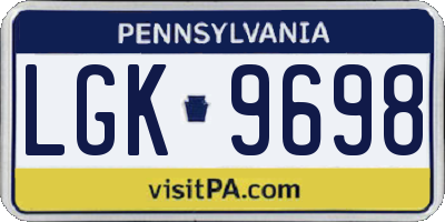 PA license plate LGK9698