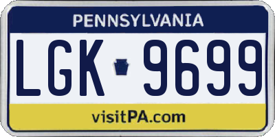 PA license plate LGK9699