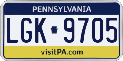 PA license plate LGK9705