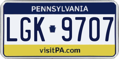 PA license plate LGK9707