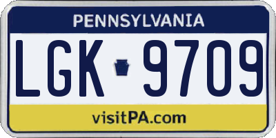 PA license plate LGK9709
