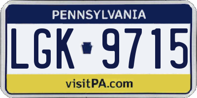 PA license plate LGK9715