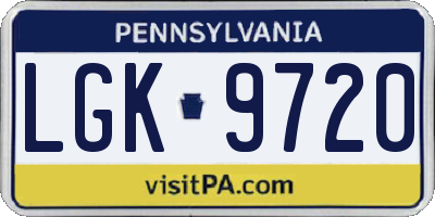 PA license plate LGK9720