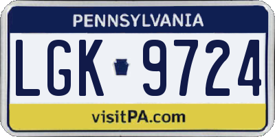 PA license plate LGK9724