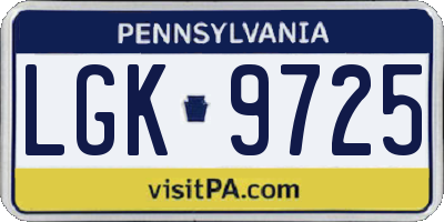 PA license plate LGK9725