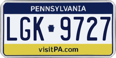 PA license plate LGK9727