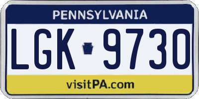 PA license plate LGK9730