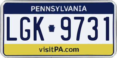 PA license plate LGK9731