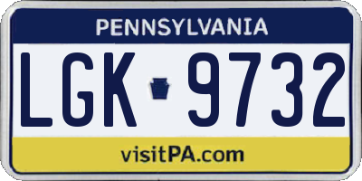 PA license plate LGK9732