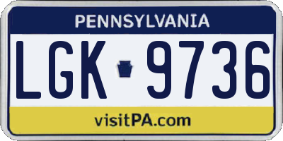 PA license plate LGK9736