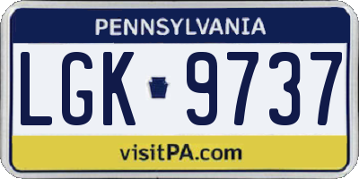 PA license plate LGK9737