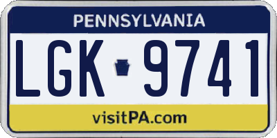 PA license plate LGK9741