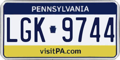 PA license plate LGK9744