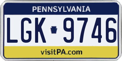 PA license plate LGK9746