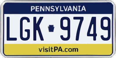 PA license plate LGK9749