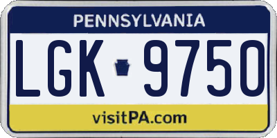 PA license plate LGK9750