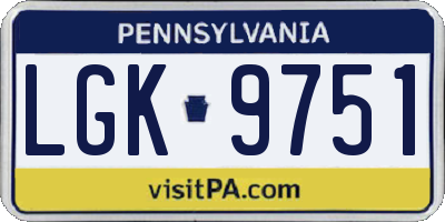 PA license plate LGK9751
