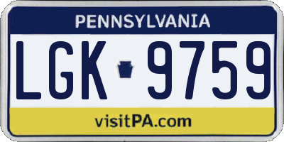 PA license plate LGK9759