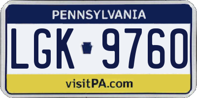 PA license plate LGK9760