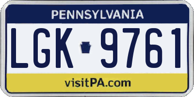 PA license plate LGK9761