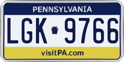 PA license plate LGK9766