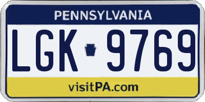 PA license plate LGK9769