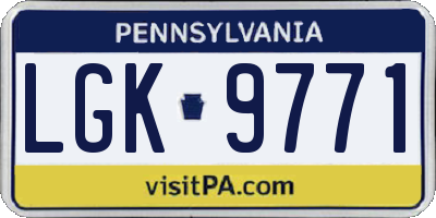 PA license plate LGK9771