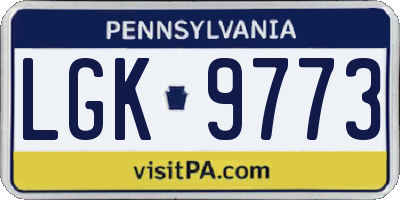 PA license plate LGK9773