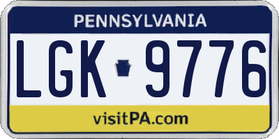 PA license plate LGK9776